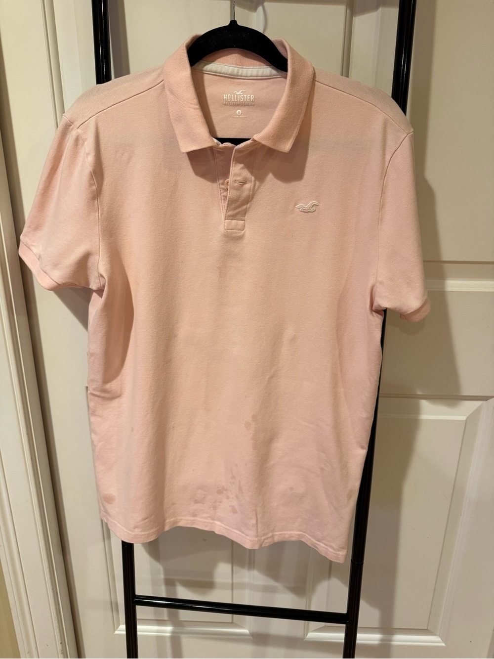 Hollister Men's Light Pink Pique Polo